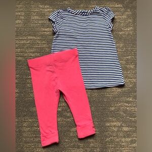 Striped Navy Top and Pink Leggings Set Size 3-6 months 
(Worn once)